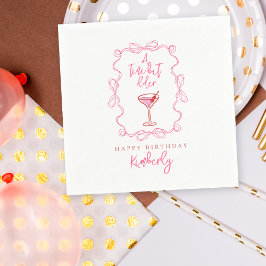 Guardanapo De Papel Um Pouco Mais Velho Rosa Vermelho Desenhado à Mão