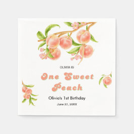 Guardanapo De Papel Um primeiro aniversario de Fruta de pêssego doce