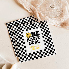 Guardanapo De Papel Um primeiro aniversario Feliz, Checkered Napkins