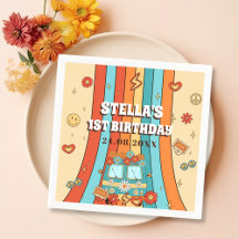 Um primeiro aniversario Retro Arco-Íris de Groovy