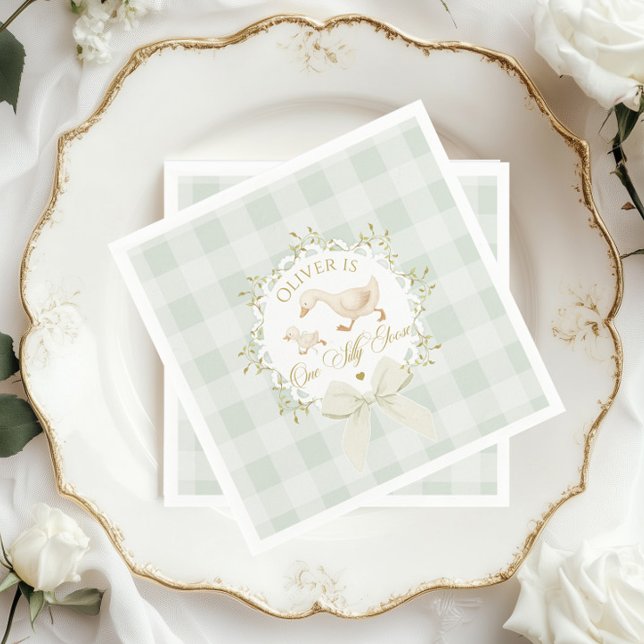 Guardanapo De Papel Um sabio gingham de ganso bobo neutro em gênero (Criador carregado)