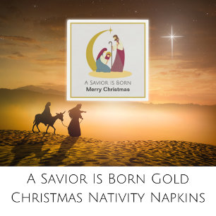 Guardanapo De Papel Um Salvador Nasce Natal Dourado Natividade