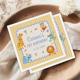 Guardanapo De Papel Um Selvagem Fofinho Aniversário de 1 ano Safari An