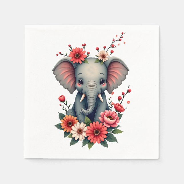 Guardanapo De Papel Um toque do verão: O bebê elefante (Frente)