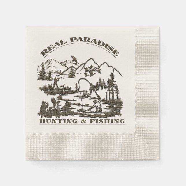 Guardanapo De Papel Um verdadeiro paraíso Caça e Pesca (Frente)