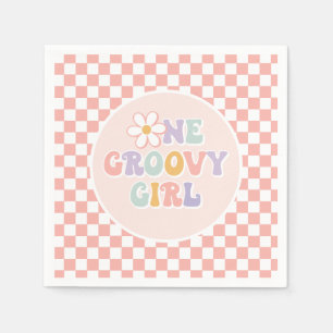Guardanapo De Papel Uma garota da Groovy, Pink Daisy Checker