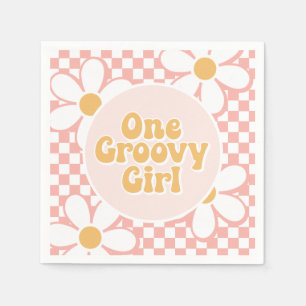 Guardanapo De Papel Uma garota da Groovy, Pink Daisy Checker