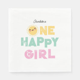 Guardanapo De Papel Uma Garota Feliz Aniversário Convidar Sol primeiro