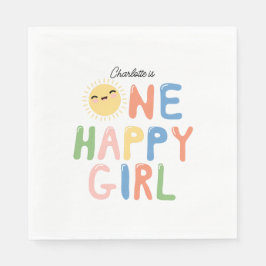 Guardanapo De Papel Uma Garota Feliz Aniversário Convidar Sol primeiro