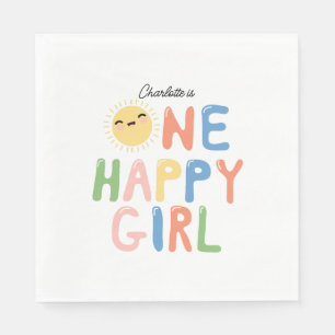 Guardanapo De Papel Uma Garota Feliz Aniversário Convidar Sol primeiro