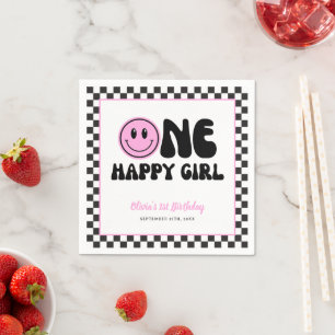 Guardanapo De Papel Uma garota feliz rosa feliz aniversário