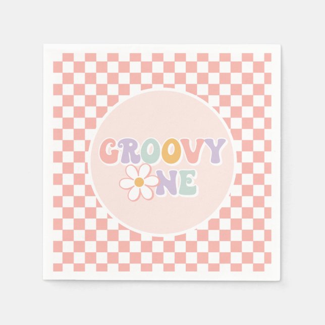 Guardanapo De Papel Uma garota muito fixe Pink Daisy Checker (Frente)
