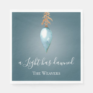 Guardanapo De Papel Uma Luz Acendeu   Azul-aquarela Natal