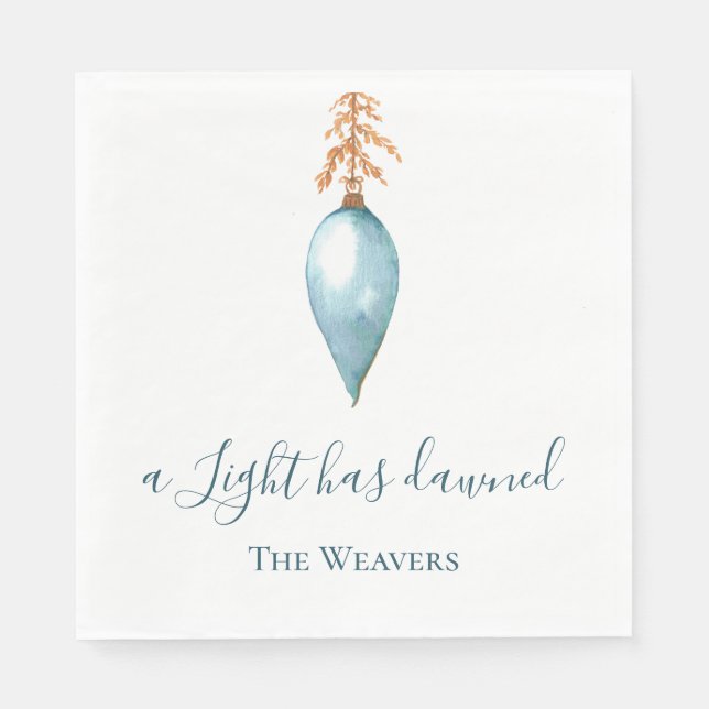 Guardanapo De Papel Uma Luz Acendeu | Natal de Aquarela Personalizada (Frente)