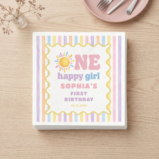 Guardanapo De Papel Uma Menina Feliz 1º Aniversário Sol