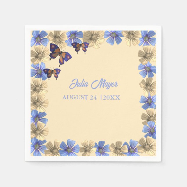 Guardanapo De Papel Uma Pequena Borboleta Está No Caminho Bebê Floral (Frente)