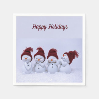 Guardanapo De Papel Uma quarteto de bonecos de neve