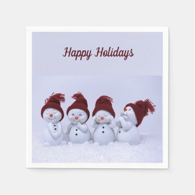 Guardanapo De Papel Uma quarteto de bonecos de neve (Frente)