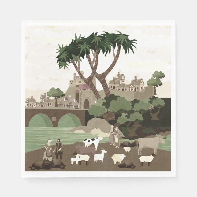 Guardanapo De Papel Uma vila na Idade Média (Frente)