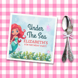Guardanapo De Papel Under the sea Cute Mermaid Birthday Girl