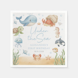 Guardanapo De Papel Under The Sea Ocean Animals Birthday Napkins