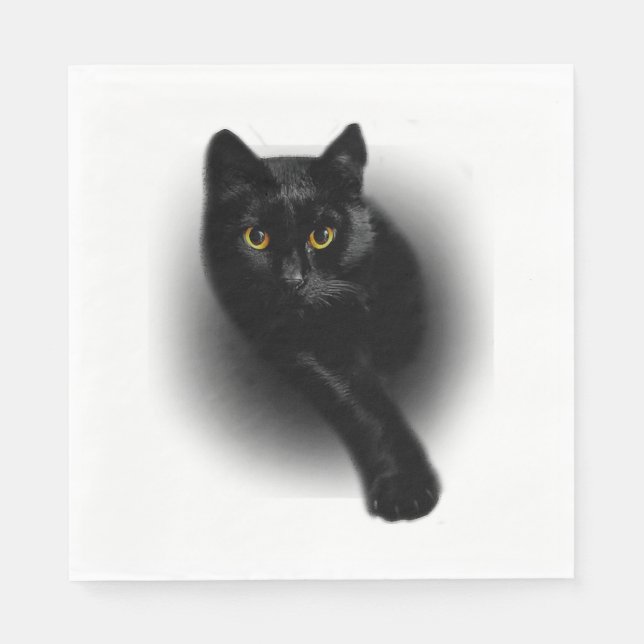 Guardanapo De Papel Unhas de Filtragem de Gato Preto (Frente)