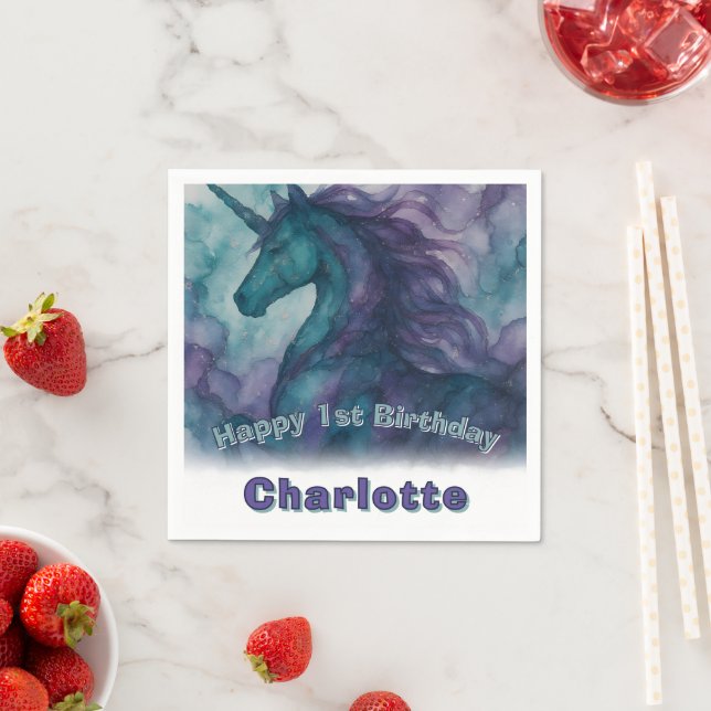 Guardanapo De Papel Unicorn Aniversário Napkin - Estilo de Tinta Álcoo (Insitu)