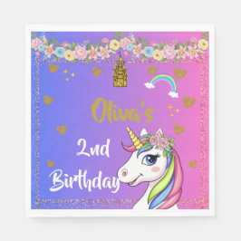 Guardanapo De Papel Unicorn Birthday Napkins | Rainbow Unicorn Party