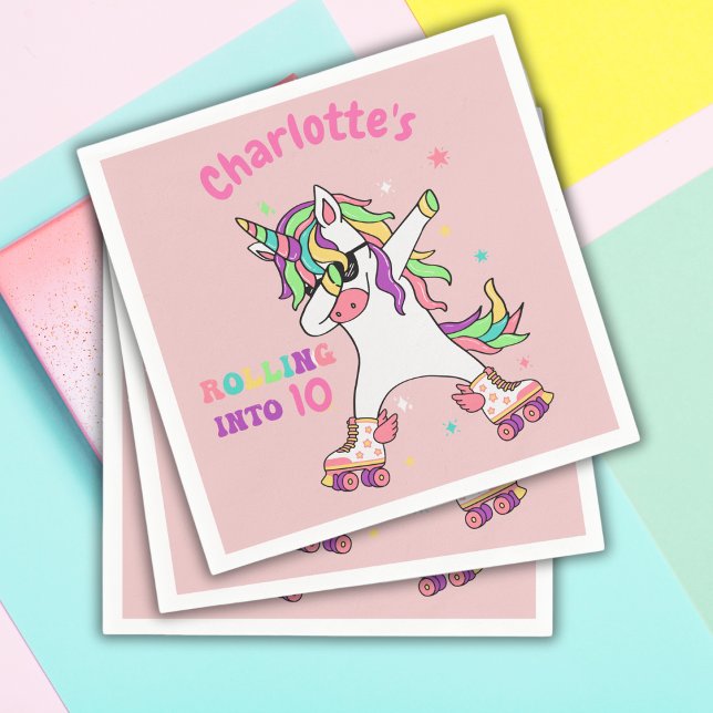 Guardanapo De Papel Unicorn Dabbing Roller Sking Aniversário (Criador carregado)