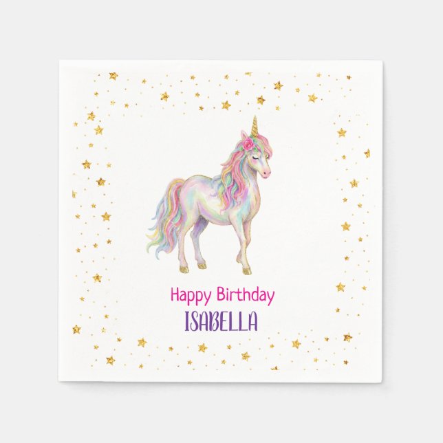 Guardanapo De Papel Unicorn Glitter Girls Birthday (Frente)