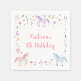 Guardanapo De Papel Unicorn Meadow Pastel Pink Gold Birthday