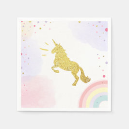 Guardanapo De Papel Unicorn Papel Napkin Rosa Dourado Aniversário Mági