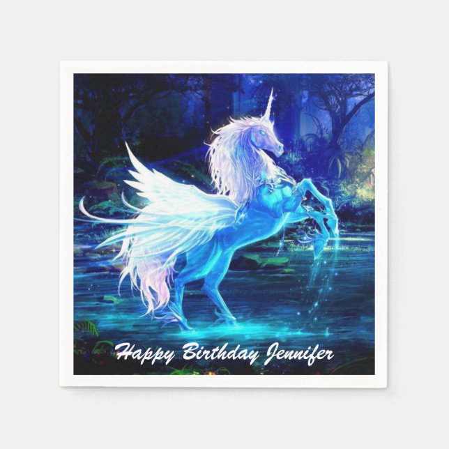 Guardanapo De Papel Unicorn Pegasus Fantasy no Aniversário da Lua (Frente)