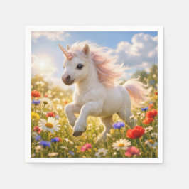 Guardanapo De Papel Unicorn Running In Wildflower Field