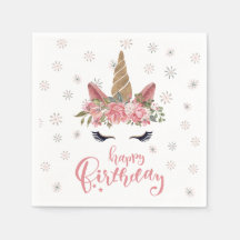 Unicórnio de Inverno Rosa Feliz Aniversário