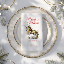 Unicórnio de Natal Branco & Dourado
