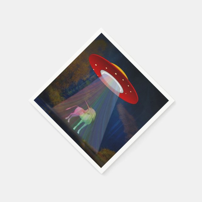 Guardanapo De Papel Unicórnio sob UFO Rainbow Beam at Night, ZKoA (Canto)