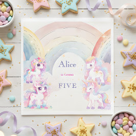 Guardanapo De Papel unicórnios mágicos e arco-íris anos