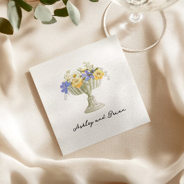 Guardanapo De Papel Urn de Jardim Toscano Romântico com Flores Casamen