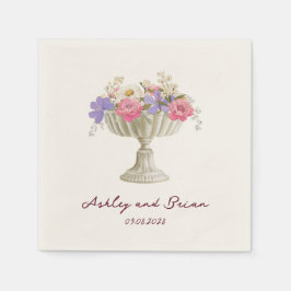 Guardanapo De Papel Urn de Jardim Tuscano Romântico com Flores Casamen