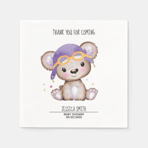 Guardanapo De Papel Ursa de Teddy Piloto De Garotas De Aquarela