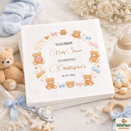 Guardanapo De Papel Ursinho de Pelúcia Baby Shower Menino | Urso Azul