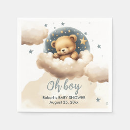 Guardanapo De Papel Urso azul no chá de fraldas das nuvens