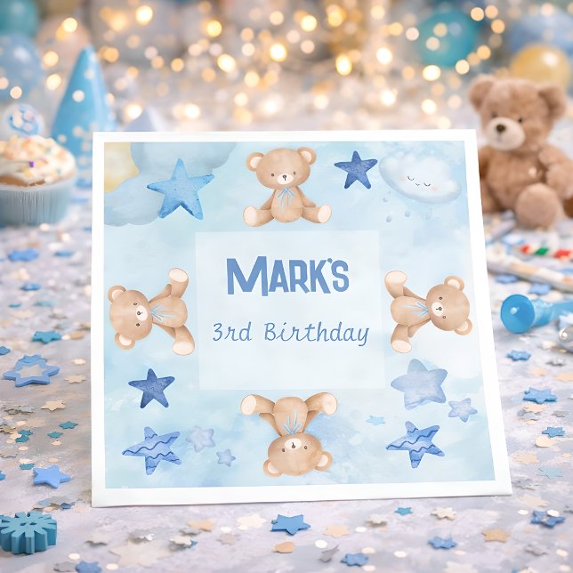 Guardanapo De Papel Urso Azul urge Aniversário Bonito Napkin (Criador carregado)