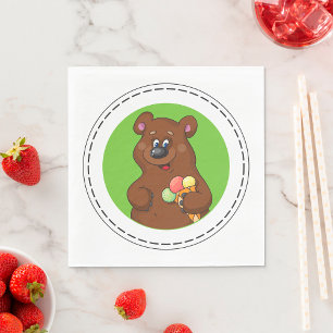 Guardanapo De Papel Urso Castanho Com Sorvete