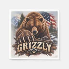 Guardanapo De Papel Urso Cinzento - Selvagem Americano