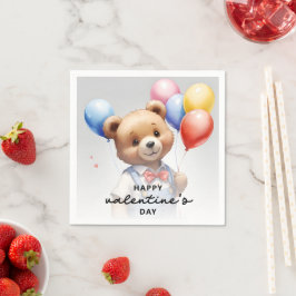 Guardanapo De Papel Urso de Aquarela de Cubo dia de os namorados com B