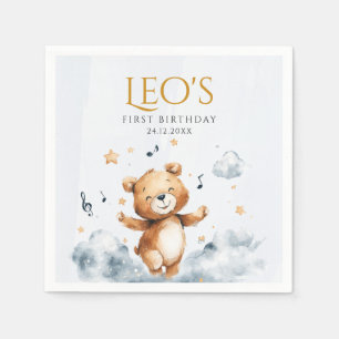 Guardanapo De Papel Urso de Aquarela Primeiro Papel de Aniversário Nap