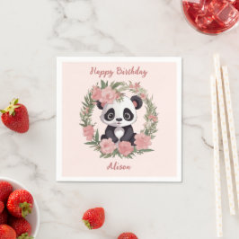 Guardanapo De Papel Urso de Panda Adorável com Flores