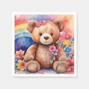 Guardanapo De Papel Urso de peluche Fluffy com Arco-Íris